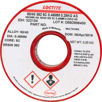 MC076 60/40 250G 0.46MM SOLDER 60% TIN, 40% LEAD - MULTICORE MULTICORE MC076