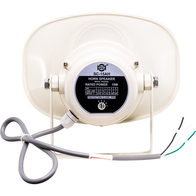 SC15AH - 15W 100V HORN SPEAKER IP66 - SQUARE ABS U SHAPE BRACKET - SHOW