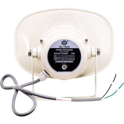 SC15AH - 15W 100V HORN SPEAKER IP66 - SQUARE ABS U SHAPE BRACKET - SHOW