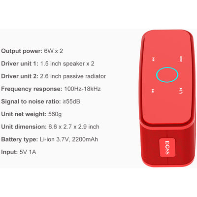 DS1681RED SOUNDBOX BLUETOOTH SPEAKER TOUCH BT4.0 HD PORTABLE RED DOSS DS1681