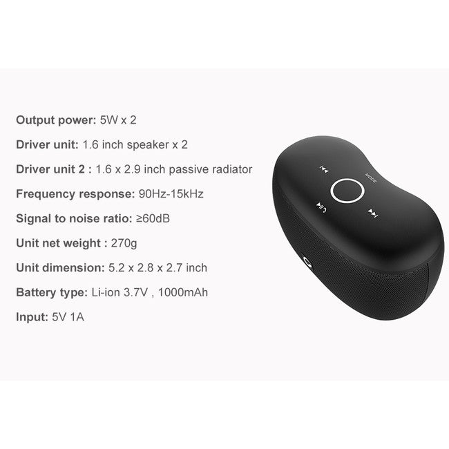 DS1003BLK SOUNDBOX XS BLUETOOTH SPEAKER BLUETOOTH BT4.0 PORTABLE BLK DOSS DS1003