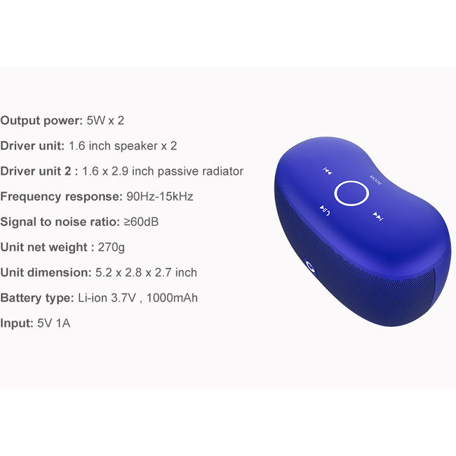 DS1003BLU SOUNDBOX XS BLUETOOTH SPEAKER BLUETOOTH BT4.0 PORTABLE BLUE DOSS DS1003