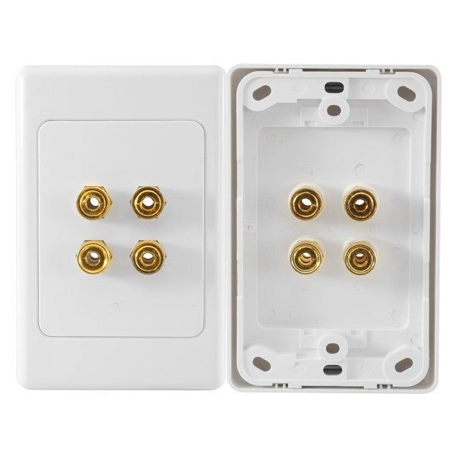 PRO1032 4 TERMINAL SPEAKER WALL PLATE 4X BANANA SOCKETS PRO2 A-1032