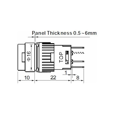 SP4075 IP65 ON /OFF RED PUSH BUTTON 250VAC 5AMP DPDT& ILLUMINATION SP-0745