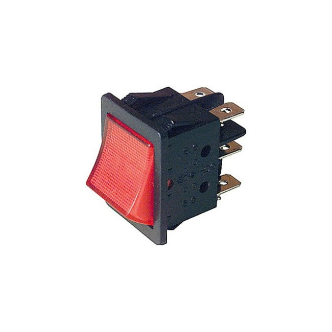 SR4643 DPDT ROCKER SWITCH ILLUMINATED 250VAC @ 10A - RED S3242B
