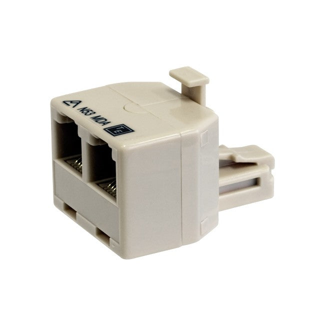 MDA66B/IVY 6P6C RJ12 DOUBLE ADAPTOR ONE SOCKET TO TWO TEL5002 EVERSURE MDA66B/IVY