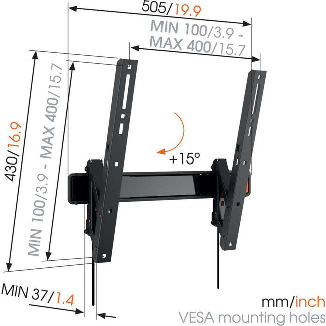 WALL3215B 32-55" 30KG TV TILT WALL MOUNT VOGELS VOGEL'S WALL3215 BLACK
