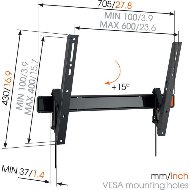 WALL3315B 40-65" 40KG TV TILT WALL MOUNT VOGELS VOGEL'S WALL3315B