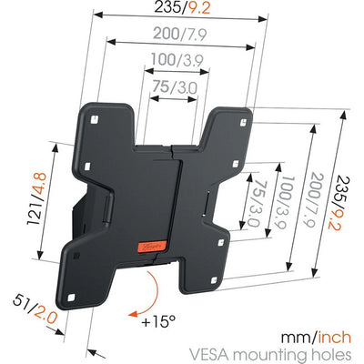 WALL3115 VOGEL'S TILT TV WALL MOUNT 19"- 43" 20KG BRACKET VOGEL'S WALL3115B