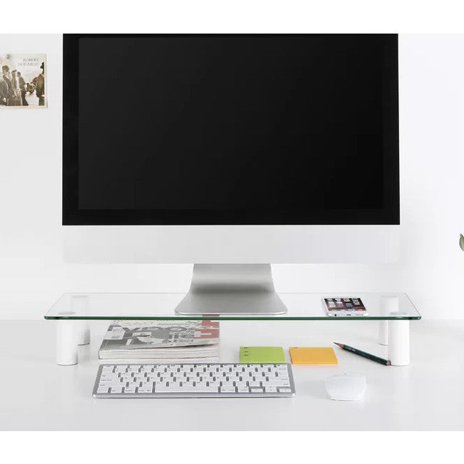 ESS101 GLASS MONITOR DESK RISER RECTANGULAR ERGOVIDA ESS-101