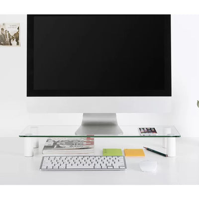 ESS101 GLASS MONITOR DESK RISER RECTANGULAR ERGOVIDA ESS-101