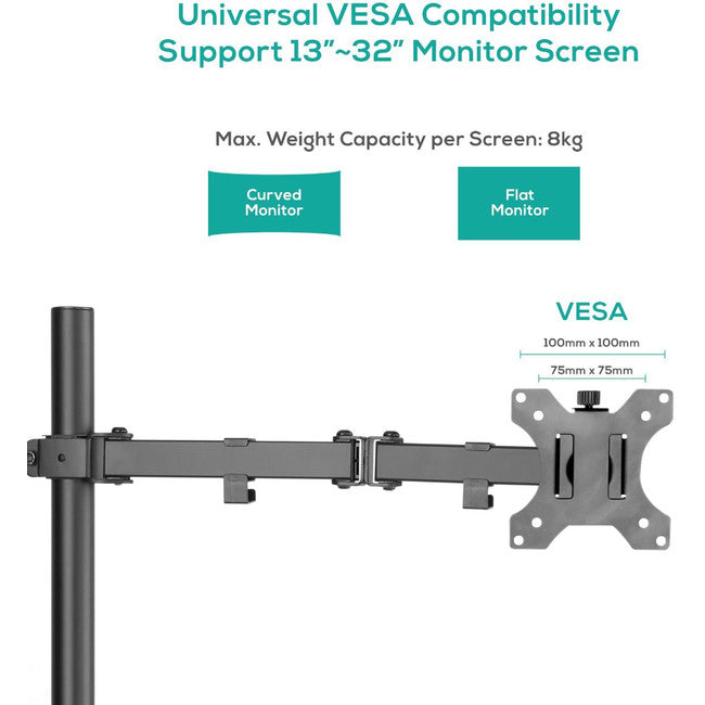 SC01K - ACTIVIVA SINGLE MONITOR ARM - DOUBLE JOINT - MBEAT