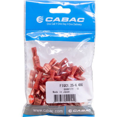 FIQC1.25-6.4D-50 INSULATED TERMINAL - RED 50PK WIRE RANGE 0.5 - 1MM SQUARED FIQC1.25-6.4DG