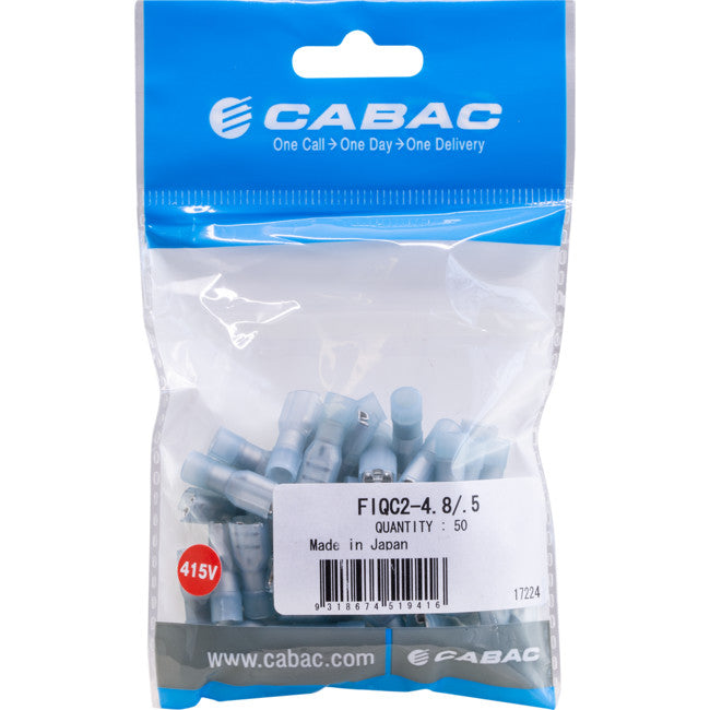 FIQC2-4.8-50 INSULATED TERMINAL - BLUE 50PK WIRE RANGE 1 - 2.5MM SQUARED FIQC2-4.8/.5