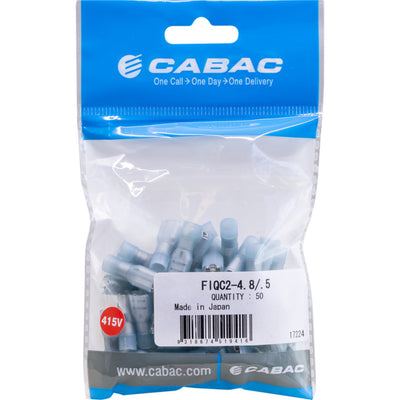 FIQC2-4.8-50 INSULATED TERMINAL - BLUE 50PK WIRE RANGE 1 - 2.5MM SQUARED FIQC2-4.8/.5
