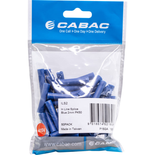 ILS2-50 INLINE SPLICE CONNECTOR - BLUE 50PK WIRE RANGE 1-2.5MM SQUARE ILS2-50