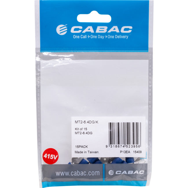 MT2-6.4K-15 MALE TAB CONNECTORS - BLUE 15PK WIRE RANGE 1-2.5MM SQUARE MT2-6.4/K-15