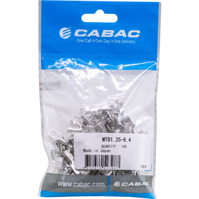 MTB1.25-6.4-100 UNINSULATED TAB CONNECTORS 100PK WIRE RANGE 0.5-1MM SQUAR MTB1.25-6.4-100