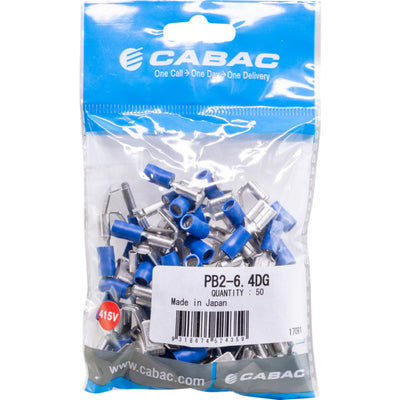PB2-6.4DG-50 PIGGY BACK QUICK CONNECT BLUE 50PK WIRE RANGE 1-2.5MM SQUARE PB2-6.4DG-50