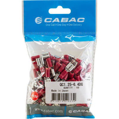 QC1.25-6.4D-100 QUICK CONNECTS RED 100PK WIRE RANGE 0.5 - 1MM SQUARED QC1.25-6.4D-100