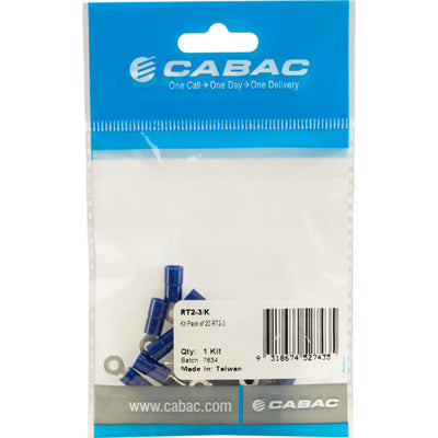 RT2-3K-20 RING TERMINALS BLUE 3MM STUD 20PK WIRE RANGE 1-2.5MM SQUARE RT2-3/K-20