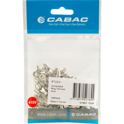 RTU2-4-100 UNINSULATED RING TERMINALS 4MM STUD 100PK RTU2-4-100