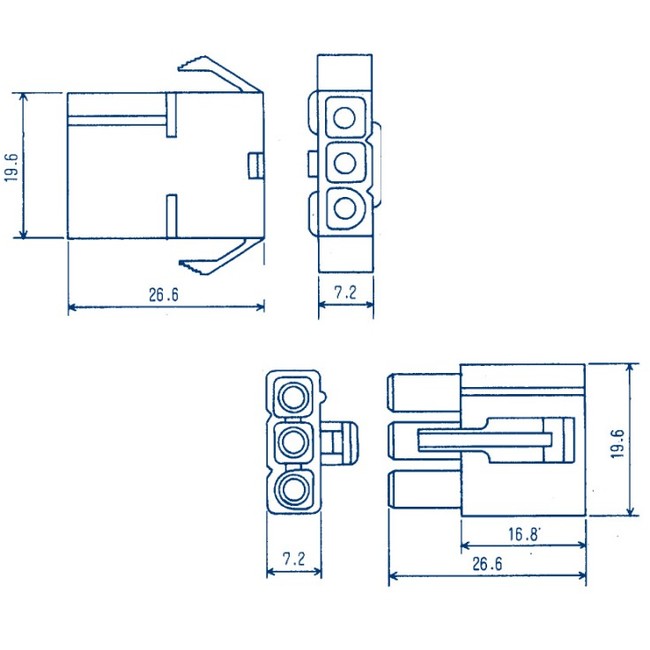 6007-3 - 6007 SERIES 3WAY PLUG AND SOCKET - PLASTIC 3 PIN - QUIKCRIMP