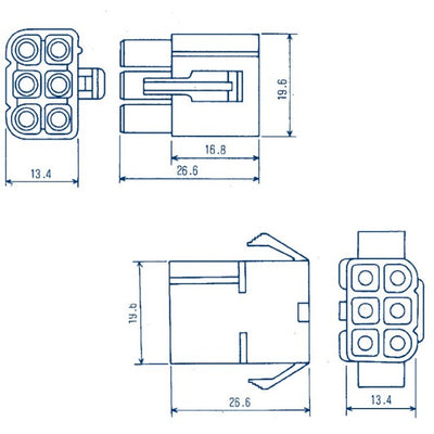 6007-6 - 6007 SERIES 6 WAY PLUG AND - SOCKET SET PLASTIC 6 PIN - QUIKCRIMP