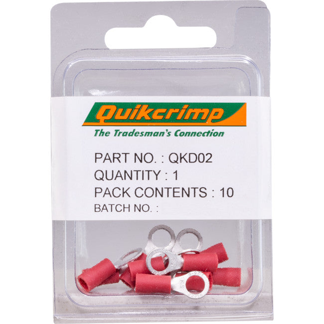 QKD02 RT1.25-4 / 10PK RING TERMINALS QUIKCRIMP QUIKCRIMP QKD02