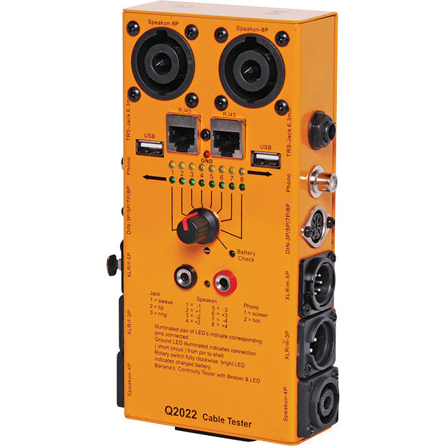 Q2022 13 WAY AV CABLE TESTER INCL LAN PORT ROADIE XLR Q2022