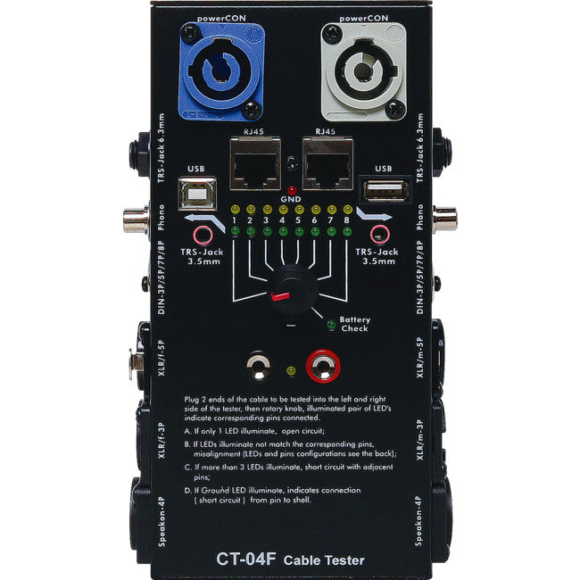 Q2022A 13-WAY AV CABLE TESTER INCL LAN PORT ROADIE XLR 44364011