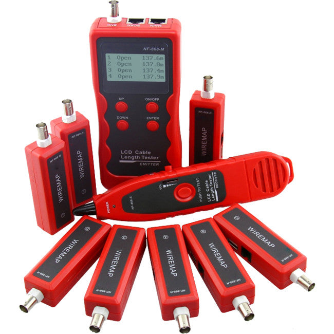 NF868W CABLE TESTER WITH 8 REMOTE ID LOCATE FAULT RJ11 RJ45 BNC USB DOSS NF-868W