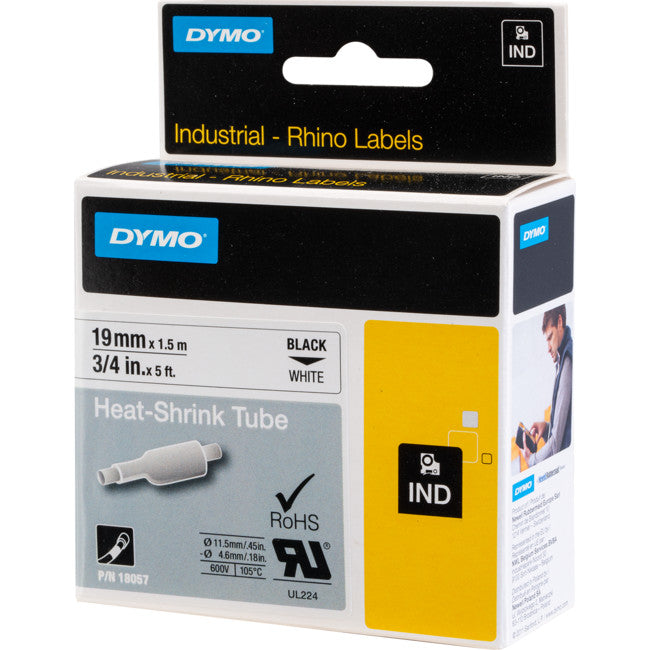 HS-WHT-3/4 REFILL CARTRIDGE - 3/4" WHITE HEATSHRINK (19MM) DYMO LABELER DYMO PLHS-WHT-3/4