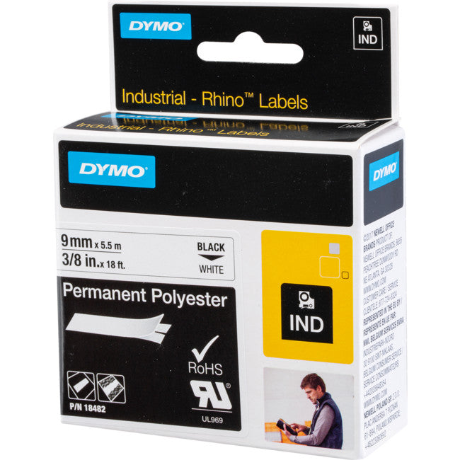 P-WHT-3/8 - REFILL CARTRIDGE - 3/8" WHITE - POLYESTER (9MM) LABELER - DYMO