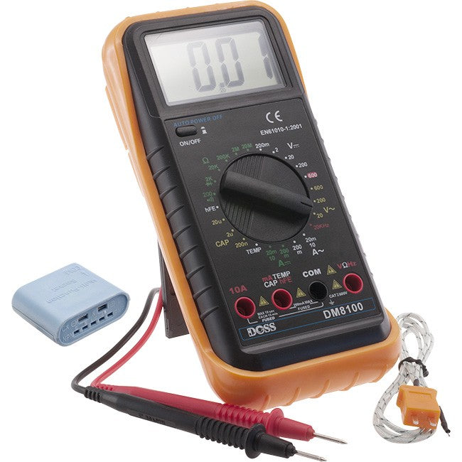 DM8100 XL DISPLAY DIGITAL MULTIMETER WITH TEMPERATURE PROBE DOSS DOSS