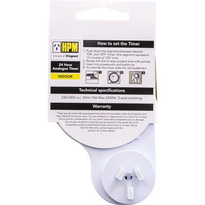 D809/1DP 24 HOUR ANALOGUE TIMER - HPM ELECTRICAL TIMER HPM D809/1DP