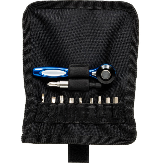 BR12 - 12-IN-1 BICYCLE TOOLSET - RATCHET W/POUCH BLUE - DOSS