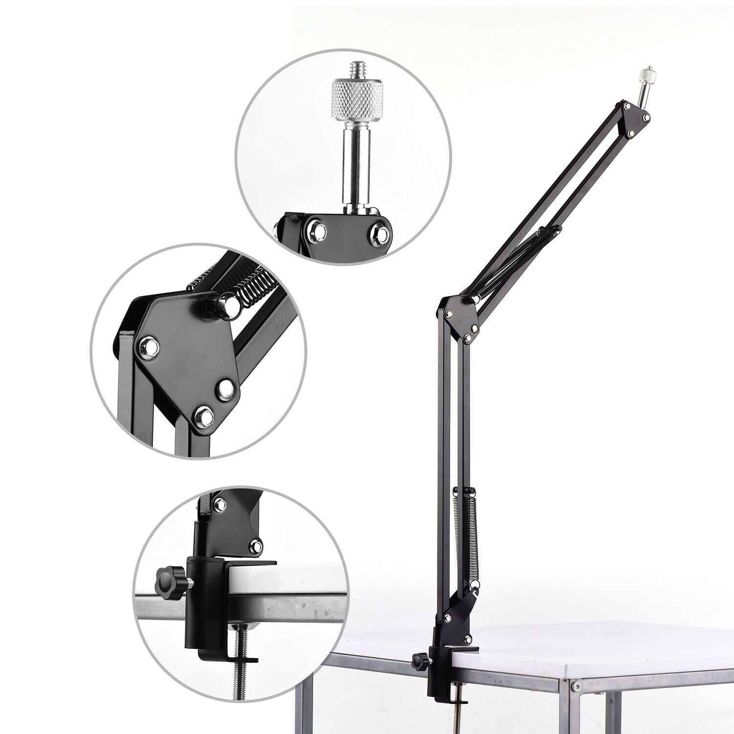 10" LED Ring Light + 1m Scissors Desk Boom Arm Stand + Phone Mount + Bluetooth Remote