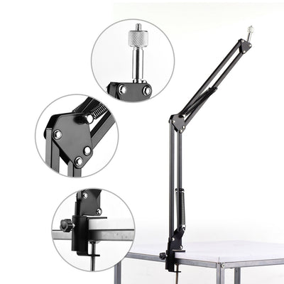 10" LED Ring Light + 1m Scissors Desk Boom Arm Stand + Phone Mount + Bluetooth Remote