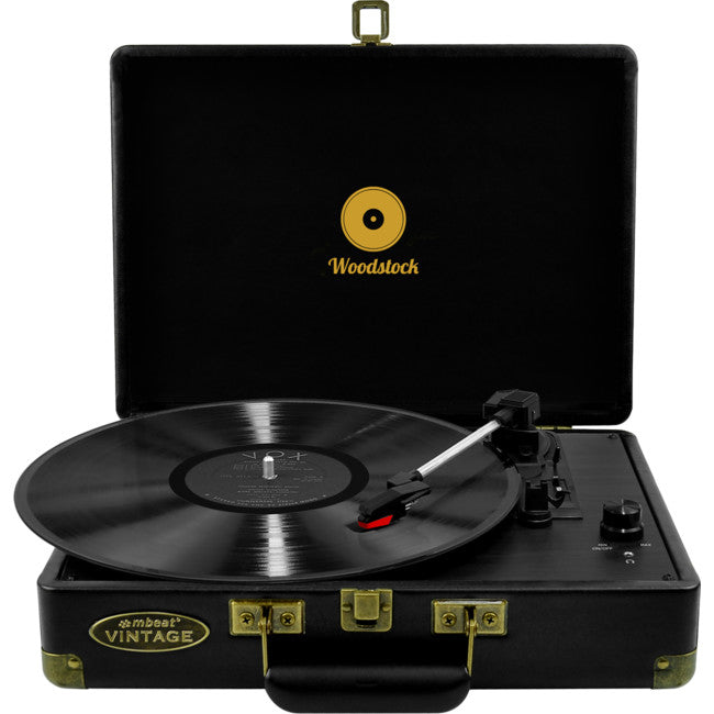 MBTR89BLK WOODSTOCK RETRO TURNTABLE BLACK / SPEAKERS MBEAT MB-TR89BLK
