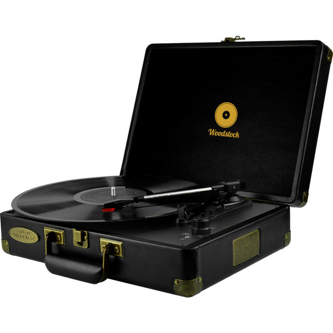 MBTR89BLK WOODSTOCK RETRO TURNTABLE BLACK / SPEAKERS MBEAT MB-TR89BLK