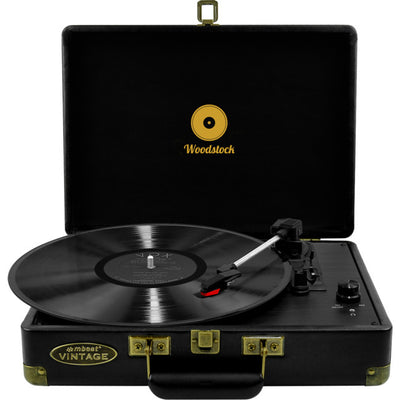 MBTR89BLK WOODSTOCK RETRO TURNTABLE BLACK / SPEAKERS MBEAT MB-TR89BLK