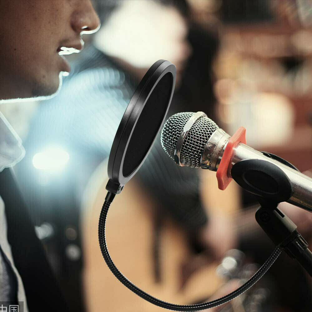 Microphone Pop Filter Mic Wind Screen Mask Shield for Recording Studio Double Layer
