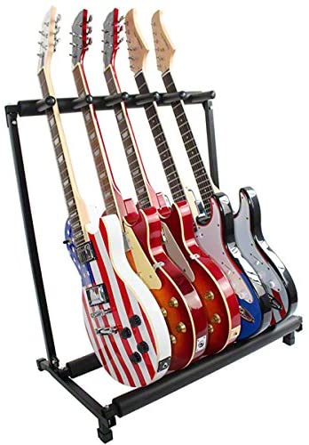 5 Guitar Stand Multiple Five Instrument Display Rack Folding Padded Organizer Electric Or Acoustic