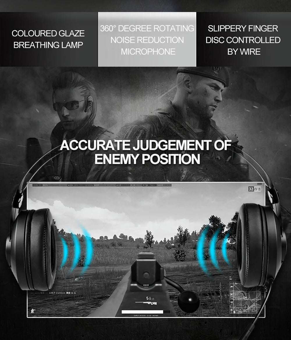 USB Gaming Headset Stereo Surround PC Computer Headphone Mic LED Speed Controls