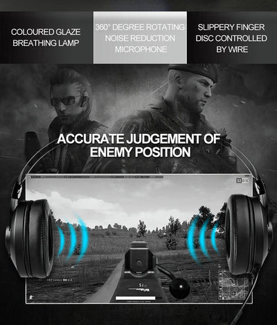 USB Gaming Headset Stereo Surround PC Computer Headphone Mic LED Speed Controls