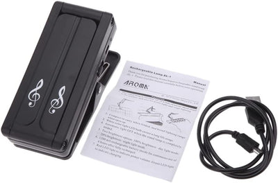 Aroma AL-1 LED Clip On Sheet Music Stand Light Rechargeable Foldable Book Reading Lamp