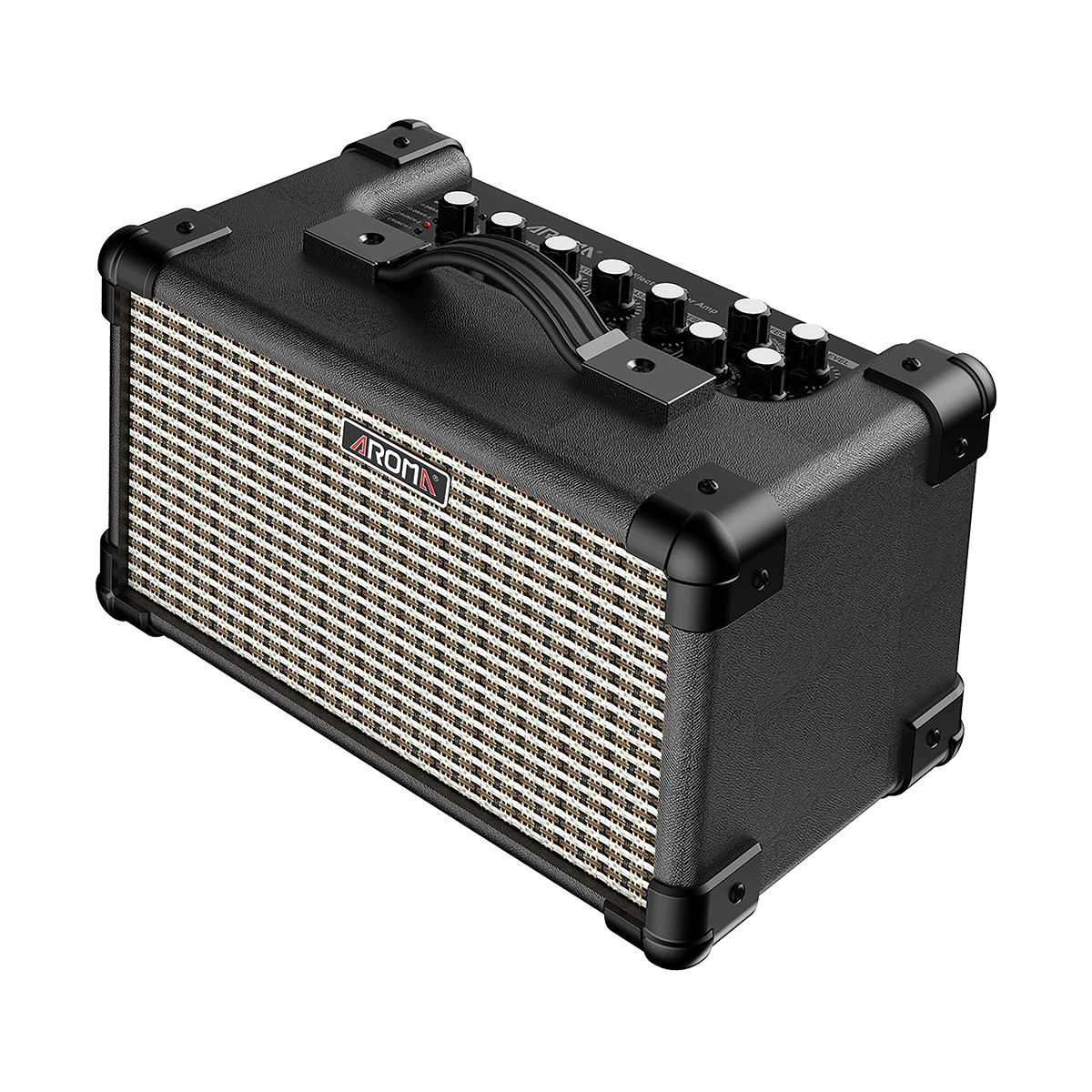 Aroma Tm15Bk 15W Black Electric Guitar Amplifier Rechargeable Multi-Effects Bluetooth