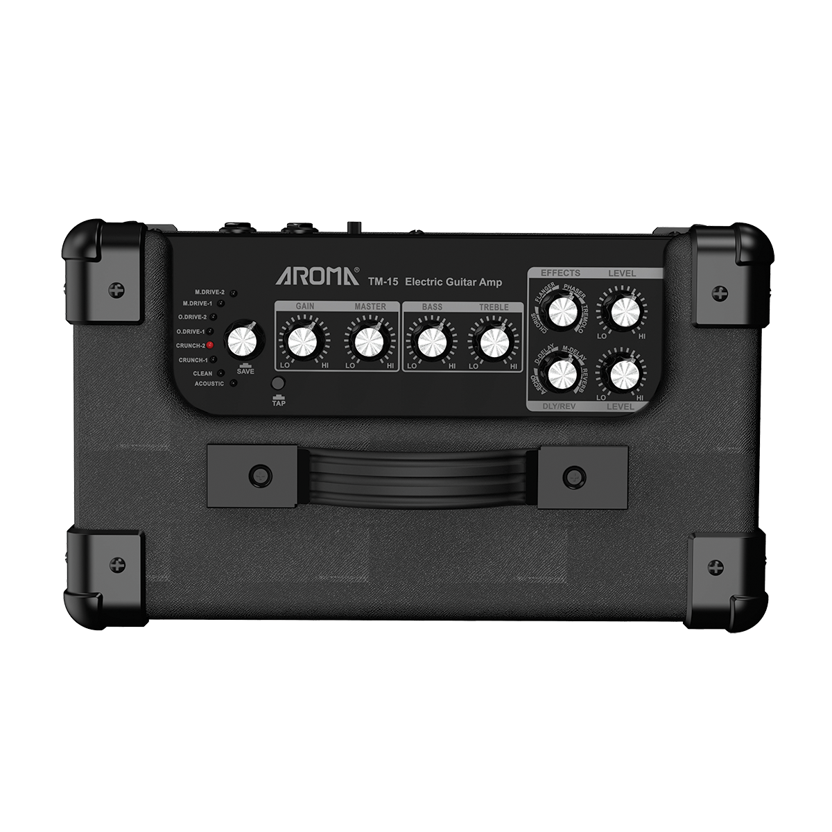 Aroma Tm15Bk 15W Black Electric Guitar Amplifier Rechargeable Multi-Effects Bluetooth