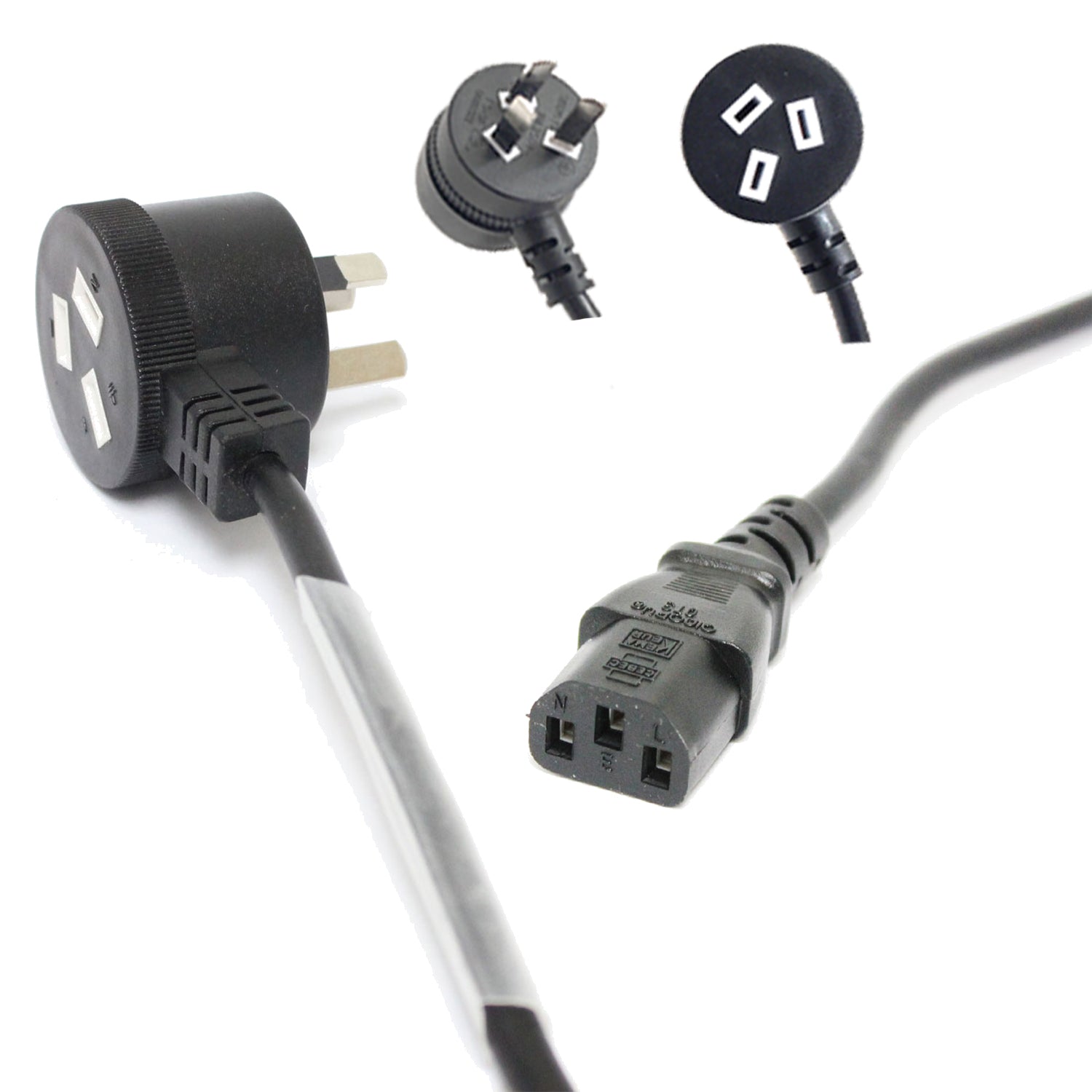 0.5m Piggyback Power IEC Cable 3 Pin Plug 240V 10Amp SAA Approved